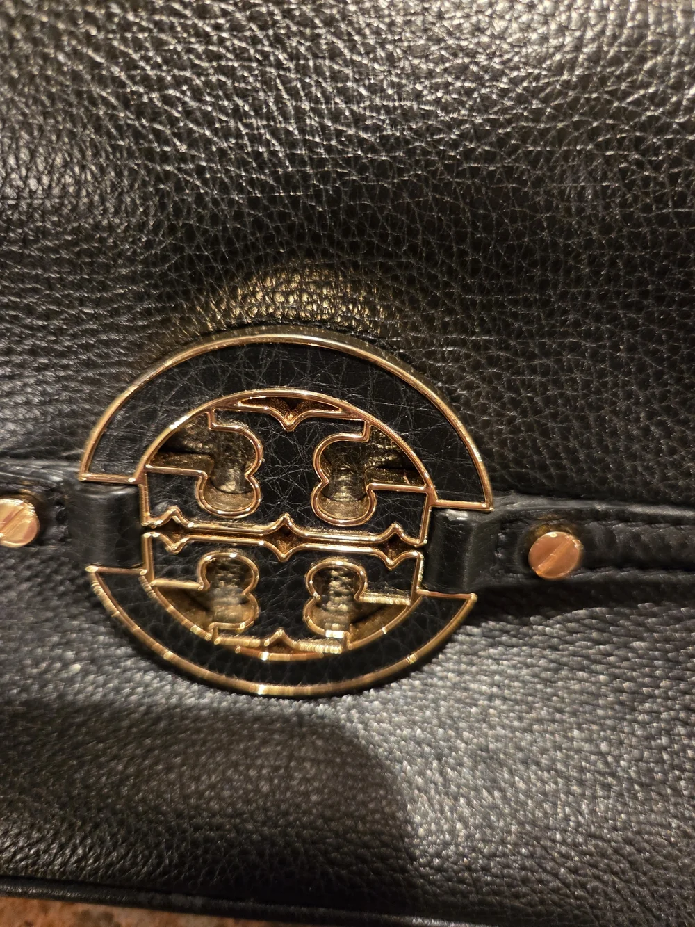 Tory Burch Black Leather Crossbody with Gold Logo
